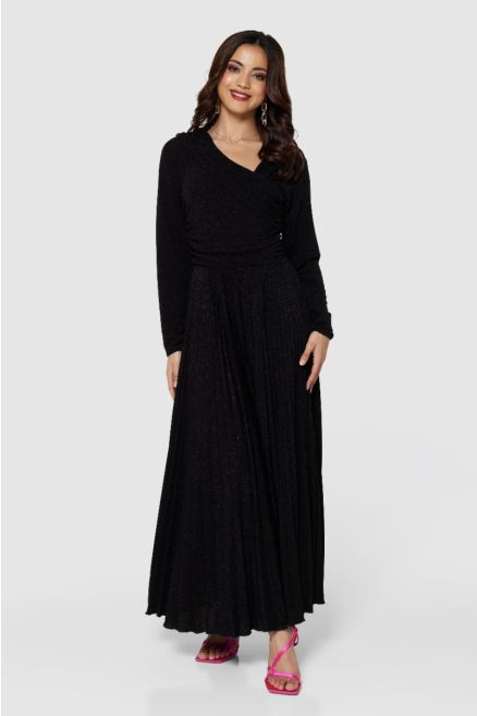 Black Pleated Lurex Dress 