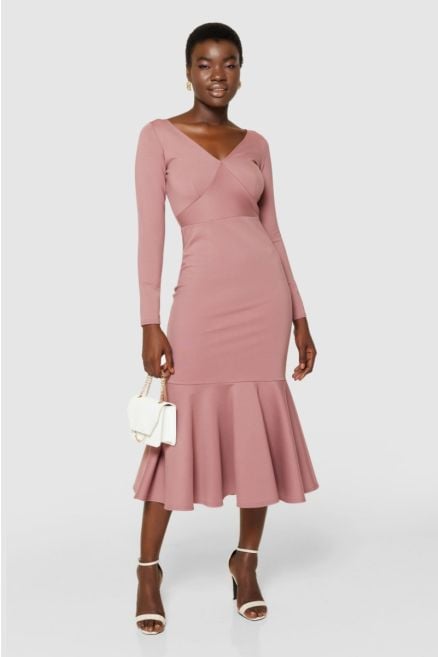 Closet London Dark Rose Pink Flare Dress